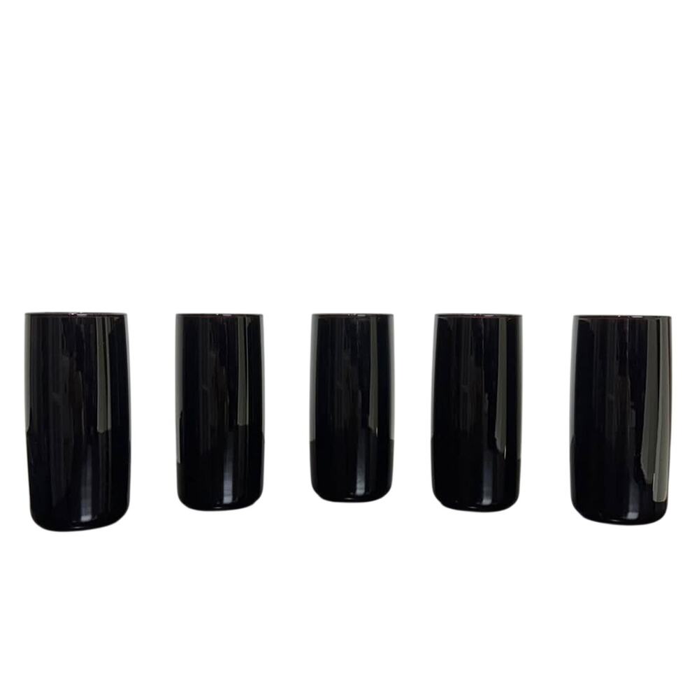Vintage Americana Anchor Hocking Black Amethyst Drinking Glass Tumbler Set - Picture 1 of 4